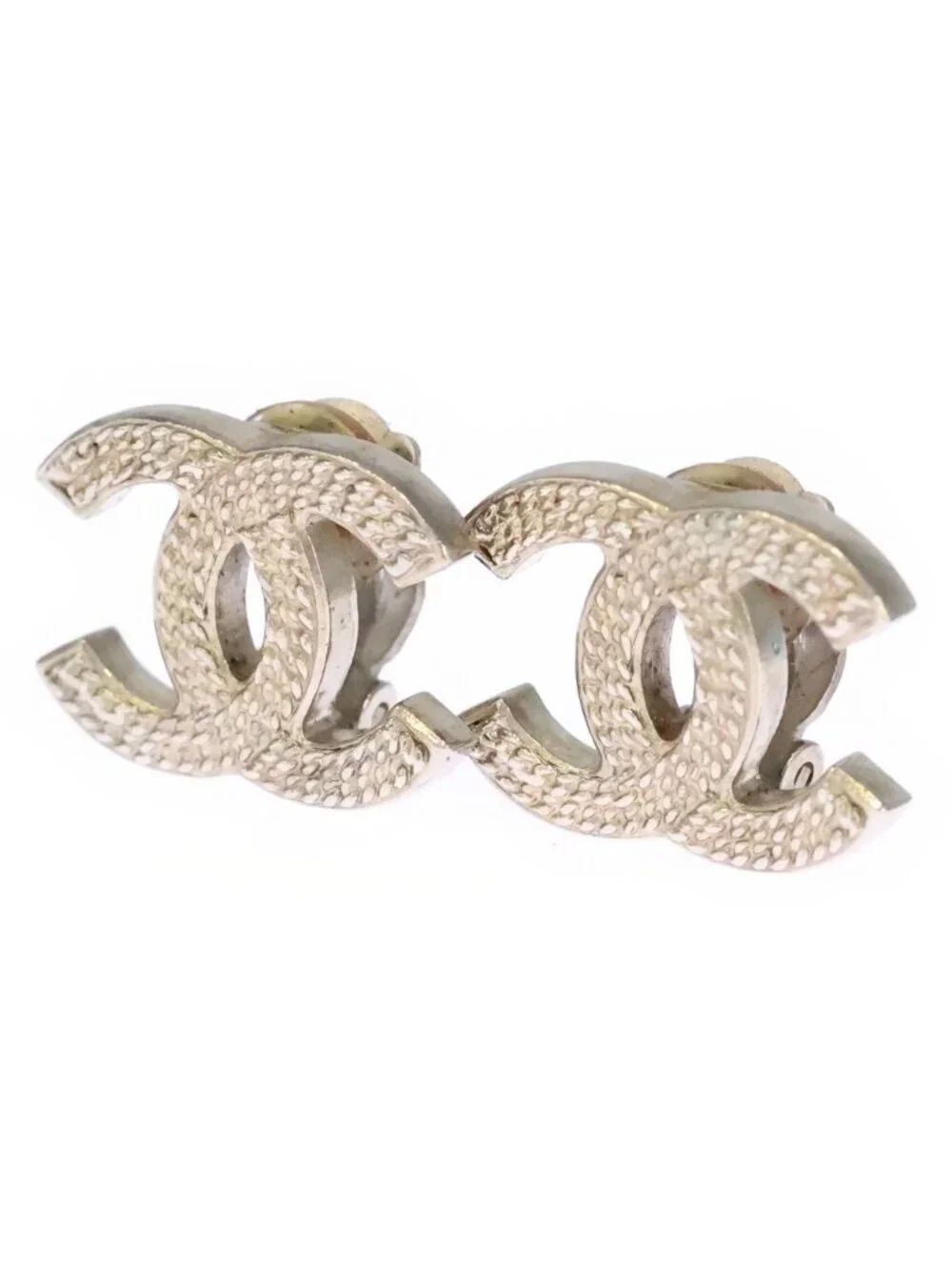 Chanel CC Logo Earrings Silver
